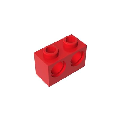 GDS-624 Technic Brick 1x2 [2 Löcher], 50 Stück, kompatibel mit Lego 32000 DIY-Teilen und MOC-Komponenten für große Bausteinmarken, Farbe:Rot 21 von XYEIUGO
