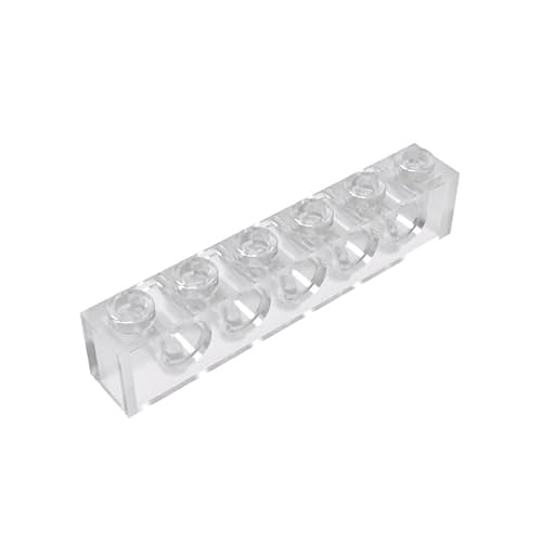 GDS-626 Technic Brick 1x6 [5 Löcher], 50 Stück, kompatibel mit Lego 3894 DIY-Teilen und MOC-Komponenten für große Bausteinmarken, Farbe:Volltransparent/Klar 40 von XYEIUGO