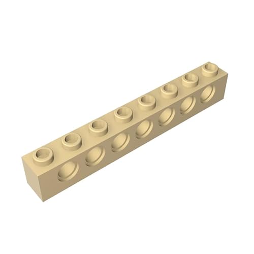 GDS-627 Technic Brick 1x8 [7 Löcher], 10 Stück, kompatibel mit Lego 3702 DIY-Teilen und MOC-Komponenten für große Bausteinmarken, Farbe:Hellbraun 5 von XYEIUGO