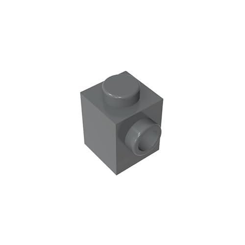 GDS-635 Brick Special 1x1 mit Bolzen auf Einer Seite, 50 Stück, kompatibel mit Lego 87087, DIY-Teilen und MOC-Komponenten für große Ziegelmarken, Farbe:Dunkelgrau 199 von XYEIUGO