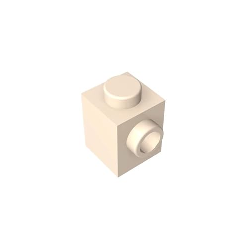 GDS-635 Brick Special 1x1 mit Bolzen auf Einer Seite, 50 Stück, kompatibel mit Lego 87087, DIY-Teilen und MOC-Komponenten für große Ziegelmarken, Farbe:Weißgelb von XYEIUGO