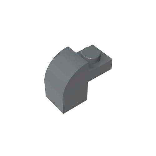 GDS-654 Brick Curved 1x2x1 1/3 mit gebogener Oberseite, 50 Stück, kompatibel mit Lego 6091 32807, DIY-Teile und MOC-Komponenten für große Ziegelmarken, Farbe:Dunkelgrau 199 von XYEIUGO