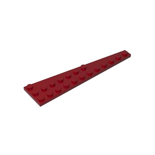 GDS-708 Keilplatte, 30,5x7,6 cm, Links, 10 Stück, kompatibel mit Lego 47397, DIY-Teilen und MOC-Komponenten für große Ziegelmarken, Farbe:Dunkelrot 154 von XYEIUGO