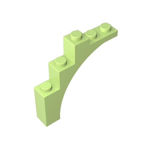 GDS-715 Ziegelbogen 1x5x4 (unregelmäßiger Bogen, erhöhte Unterseite Kreuzstützen), 10 Stück, kompatibel mit Lego 14395, 2339, 76768, 30099, für große Steinmarken, Farbe:Hellgrün 326 von XYEIUGO