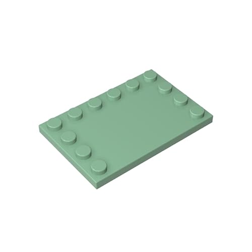 GDS-757 Platte Spezial 4x6 mit Nieten an 3 Kanten, 10 Stück, kompatibel mit Lego, 6180, 4211838, 4100378, DIY-Teile und MOC-Komponenten für große Ziegelmarken, Farbe:Verlaufgrün 151 von XYEIUGO
