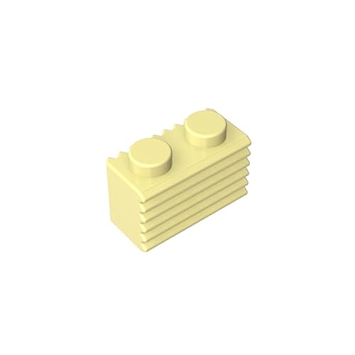 GDS-797 Brick Special 1x2 mit Grill, 50 Stück, kompatibel mit Lego 2877 4210636, DIY-Teile und MOC-Komponenten für große Ziegelmarken, Farbe:Hellgelb 19 von XYEIUGO