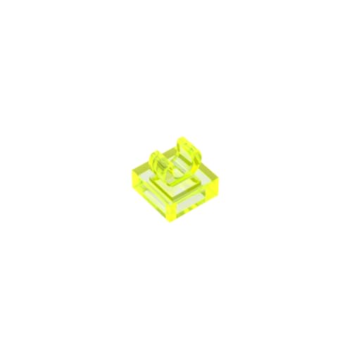GDS-818 Fliesen-Spezial, 1x1 mit Clip mit abgerundeten Kanten, 50 Stück, kompatibel mit Lego 63868 42923, DIY-Teile und MOC-Komponenten für große Ziegelmarken, Farbe:Trans Neon Green 49 von XYEIUGO
