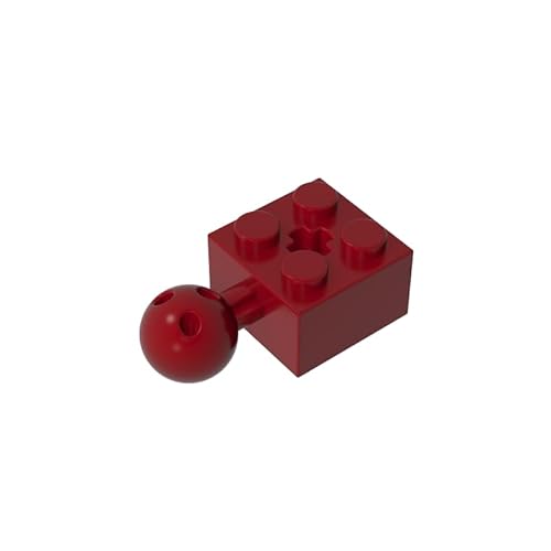 GDS-976 Technic Brick Modified 2x2 mit Kugel- und Achsloch, mit 6 Löchern in Kugel, 50 Teile, kompatibel mit Lego 57909 MOC-Komponenten für große Bausteinmarken, Farbe:Dunkelrot 154 von XYEIUGO