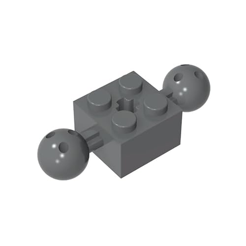 GDS-977 Technic Brick Special 2X2 mit 10,2 mm Kugeln mit Löchern und Achsloch, 50 Teile, kompatibel mit Lego 17114 57908, MOC-Komponenten für große Bausteinmarken, Farbe:Dunkelgrau 199 von XYEIUGO