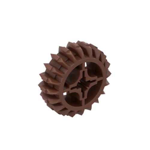 Gobricks 18575 Gear Technic Gear 20 Zähne, Doppelschräge mit Achsloch, Typ 1 [+ Öffnung], 10 Stück, GDS-1103, kompatibel mit Lego Bausteinen, Farbe:Rotbraun 081 von XYEIUGO