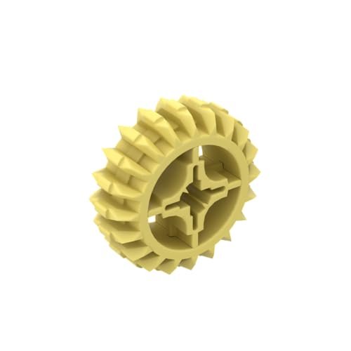 Gobricks 18575 Gear Technic Gear 20 Zähne Doppelschräge mit Achsloch, Typ 1 [+ Öffnung], 10 Stück, GDS-1103, kompatibel mit Lego Bausteinen, Farbe: leuchtendes Hellgelb 033 von XYEIUGO