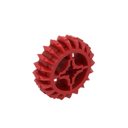 Gobricks 18575 Gear Technic Gear 20 Zähne Doppelschräge mit Achsloch, Typ 1 [+ Öffnung], 10 Stück, GDS-1103, kompatibel mit Lego Bausteinen, Farbe:Rot 010 von XYEIUGO