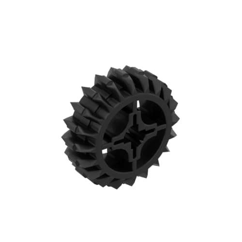 Gobricks 18575 Gear Technic Gear 20 Zähne Doppelschräge mit Achsloch, Typ 1 [+ Öffnung], 10 Stück, GDS-1103, kompatibel mit Lego Bausteinen, Farbe:Schwarz 080 von XYEIUGO