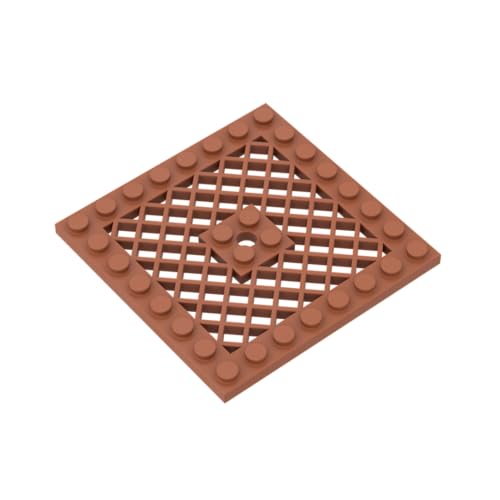 Gobricks 4151 Scharnierplatte Spezial 8 x 8 mit Gitter [Loch in der Mitte], 10 Stück, GDS-1122, kompatibel mit Lego Bausteinen, Farbe: Dunkelorange 083 von XYEIUGO