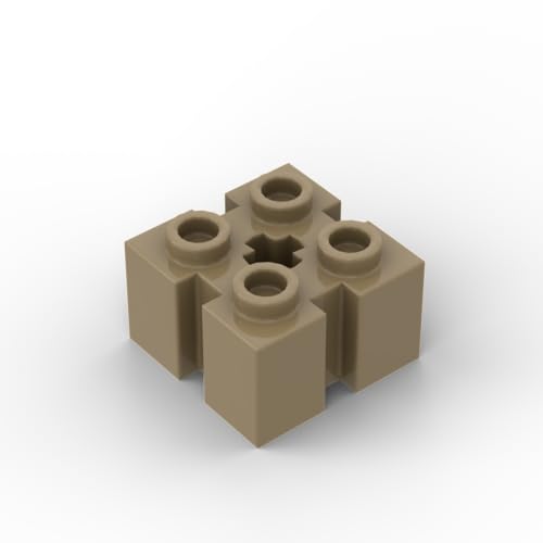 Gobricks 90258/39683 Scharnierstein 2x2 Ziegel mit Schlitzen an vier Seiten und Mittelloch, 10 Stück, GDS-90179, kompatibel mit Lego-Bausteinen, Farbe: Dunkelbraun 034 von XYEIUGO