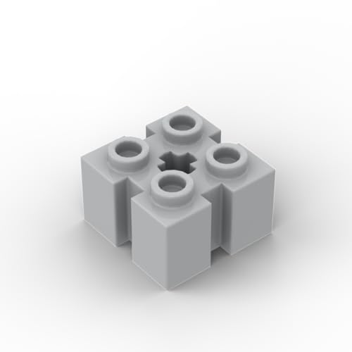 Gobricks 90258/39683 Scharnierstein 2x2 Ziegel mit Schlitzen an vier Seiten und Mittelloch, 10 Stück, GDS-90179, kompatibel mit Lego-Bausteinen, Farbe: Hellbläulich-Grau 071 von XYEIUGO