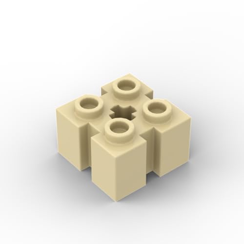 Gobricks 90258/39683 Scharnierstein 2x2 Ziegel mit Schlitzen an vier Seiten und Mittelloch, 10 Stück, GDS-90179, kompatibel mit Lego-Bausteinen, Farbe: Hellbraun 031 von XYEIUGO