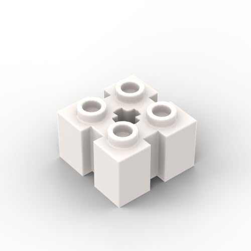 Gobricks 90258/39683 Scharnierstein 2x2 Ziegel mit Schlitzen an vier Seiten und Mittelloch, 10 Stück, GDS-90179, kompatibel mit Lego-Bausteinen, Farbe: Weiß 090 von XYEIUGO