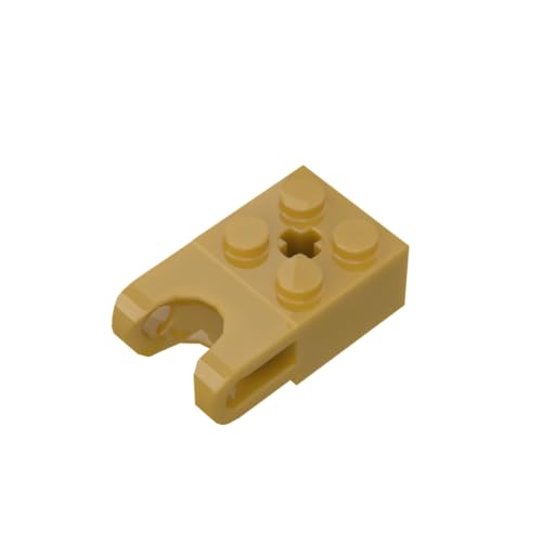 Gobricks 92013 Scharnier Brick Technic Brick Special 2x2 mit Kugelaufnahme breit und Achsloch, 20 Stück, GDS-1206, kompatibel mit Lego Bausteinen, Farbe: Perlgold 297 von XYEIUGO