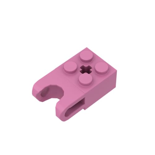 Gobricks 92013 Scharnier Brick Technic Brick Special 2x2 mit Kugelaufnahme breit und Achsloch, 20 Stück, GDS-1206, kompatibel mit Lego Bausteinen, Farbe:Dunkelrosa 221 von XYEIUGO