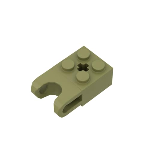 Gobricks 92013 Scharnier Brick Technic Brick Special 2x2 mit Kugelaufnahme breit und Achsloch, 20 Stück, GDS-1206, kompatibel mit Lego Bausteinen, Farbe:Olivgrün 330 von XYEIUGO