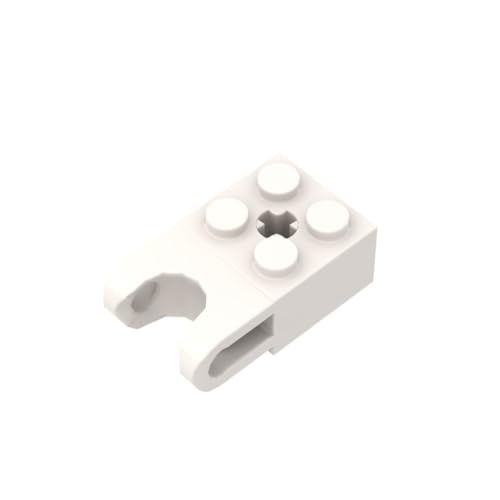 Gobricks 92013 Scharnier Brick Technic Brick Special 2x2 mit Kugelaufnahme breit und Achsloch, 20 Stück, GDS-1206, kompatibel mit Lego Bausteinen, Farbe:Weiß 1 von XYEIUGO