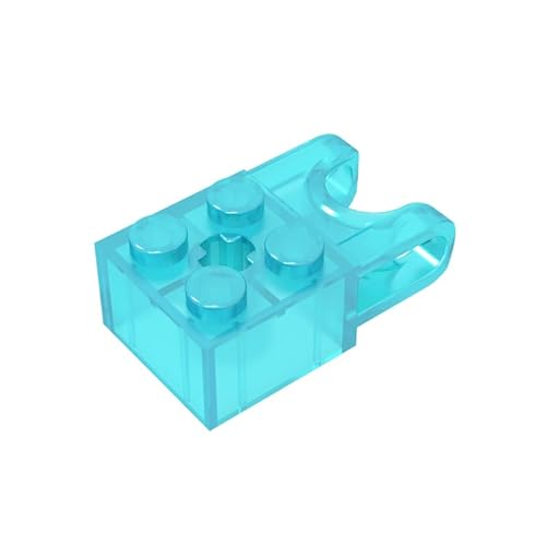 Gobricks 92013 Scharnier Brick Technic Brick Special 2x2 mit Kugelaufnahme breit und Achsloch, 20 Stück, kompatibel mit Lego Bausteinen, Farbe: Trans Hellblau 152 von XYEIUGO