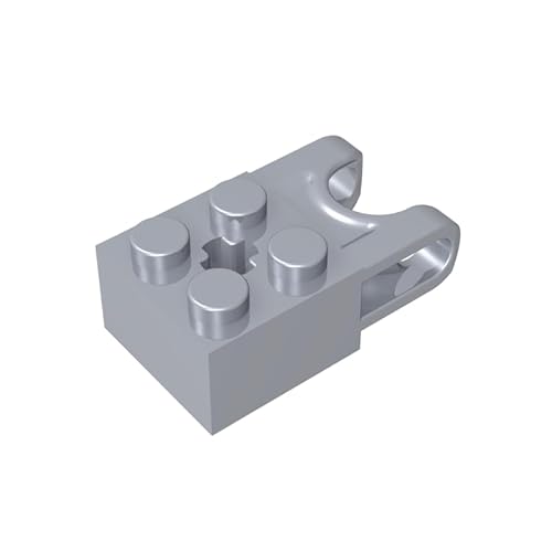 Gobricks 92013 Scharnier Brick Technic Brick Special 2x2 mit Kugelaufnahme breit und Achsloch, 20 Stück, kompatibel mit Lego Bausteinen, Farbe: flach, silber 073 von XYEIUGO
