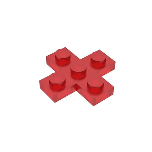 Gobricks GDS-710 Platte 3x3 Kreuz, 10 Stück, kompatibel mit Lego 15397, 6050918, 6097283, DIY-Teile und MOC-Komponenten für große Ziegelmarken, Farbe: Trans Red 41 von XYEIUGO