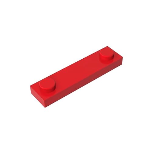 Gobricks GDS-723 Platte Spezial 1x4 mit 2 Nieten, 50 Stück, kompatibel mit Lego 92593 41740, DIY-Teile und MOC-Komponenten für große Ziegelmarken, Farbe: Rot 21 von XYEIUGO