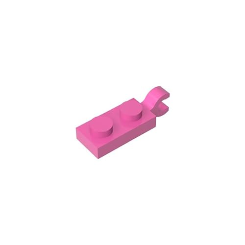 Gobricks GDS-817 Platte Spezial 1x2 mit Clip, horizontal am Ende, 50 Stück, kompatibel mit Lego Steine 49563 60470, DIY-Teile und MOC-Komponenten für große Ziegelmarken, Farbe: Dunkelrosa 221 von XYEIUGO