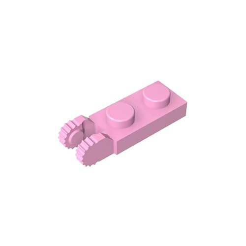 Gobricks GDS-821 Scharnierplatte, 1x2, Verriegelung mit 2 Fingern am Ende, mit Rille, 10 Stück, kompatibel mit Lego Steine 44302, 54657, Komponenten für große Ziegelmarken, Farbe: Hellrosa 222 von XYEIUGO