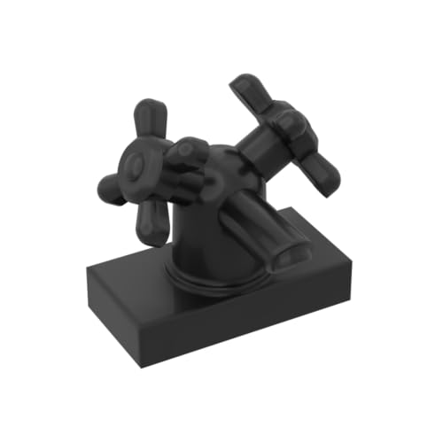 Gobricks Ornamente, 1 x 2 Doppelgriff-Wasserhahn, 10 Stück, kompatibel mit Lego 6936 GDS-2033, klassisches Bulk-Spielzeug, MOC, Farbe: Schwarz 26 von XYEIUGO