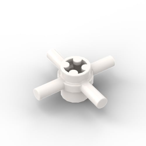 Gobricks Ornaments Vierseitiger Griff mit Achsloch-Anschluss, kompatibel mit Lego GDS-M282 48723, klassisches Bulk-Spielzeug, MOC, Farbe: Weiß, 10 Stück von XYEIUGO