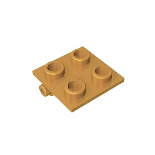 Gobrikcs GDS-830 Scharnierziegel, 2x2, obere Platte, dünn, 10 Stück, kompatibel mit Lego 6134, DIY-Teilen und MOC-Komponenten für große Ziegelmarken, Farbe: Perlgold 297 von XYEIUGO
