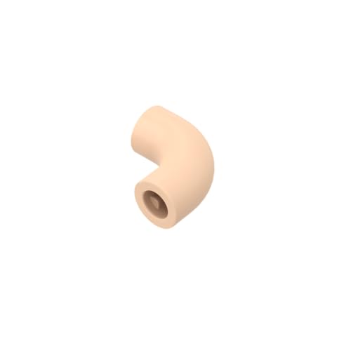 XYEIUGO Gobricks 25214 Ornamente, Ziegelsteine, rund, 1 x 1 Durchmesser, Rohr mit 90-Grad-Winkel (2 x 2 x 1) und Achslöchern (Kreuzschlitz), je 50 Stück, Bausteine, Farbe: helles Fleisch 032 von XYEIUGO