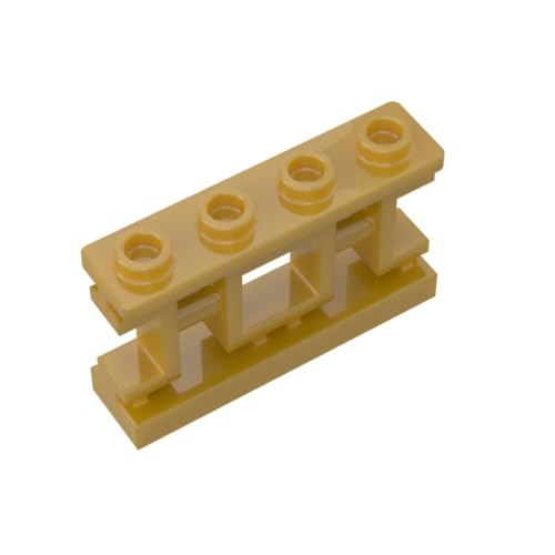XYEIUGO Gobricks Ornamente, 1 x 4 x 2 Balustrade im chinesischen Stil, kompatibel mit den großen Marken GDS-M425 32932, klassisches Bulk-Spielzeug, MOC, Farbe: Perlgold 297, 10 Stück von XYEIUGO
