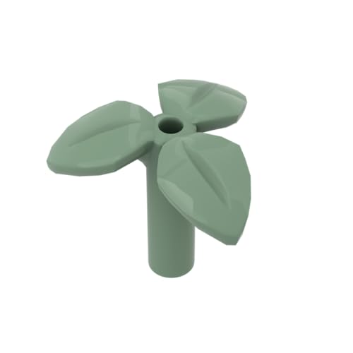 XYEIUGO Gobricks Ornamente, dreiblättrige Pflanze, 50 Stück, kompatibel mit den großen Marken GDS-M334 37695, klassisches Bulk-Spielzeug, MOC, Farbe: Sandgrün, 151 von XYEIUGO