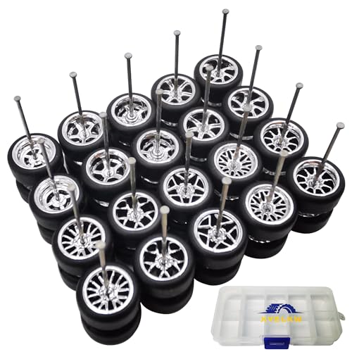 1/64 Räder und Reifen-Set, 10er-Pack, 1 64 Skalenräder mit 10 für 1/64 Druckguss-Autos, verbesserte und modifizierte Gummireifen (Durchmesser 11 mm) (versilbert) von XYELKW
