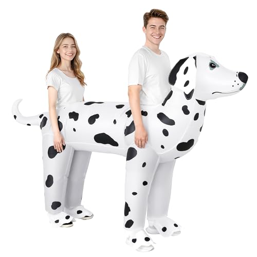 XYJKIDSES Aufblasbares Dalmatiner-Kostüm für erwachsene Hunde, Halloween-Kostüme, 2 Personen, lustiges Dalmatiner-Kostüm für Männer und Frauen, Cosplay von XYJKIDSES