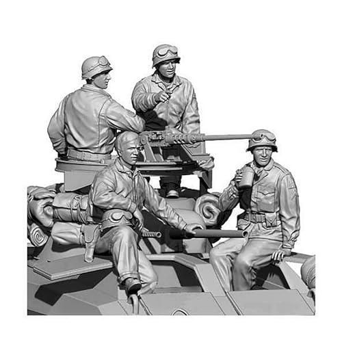 XYMCX 1/16 WWII US Tank Soldier Resin Model Kit Unbemaltes und unmontiertes Soldier Resin Model Kit (4 Männer, Keine Panzer) //l7q4O1 von XYMCX