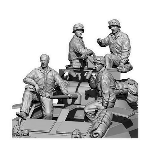 XYMCX 1/16 WWII US Tank Soldier Resin Soldier Model Kit Unbemalte und unmontierte Figur Resin Model Kit (4 Figuren, keine Panzer) //o6W0Z1 von XYMCX