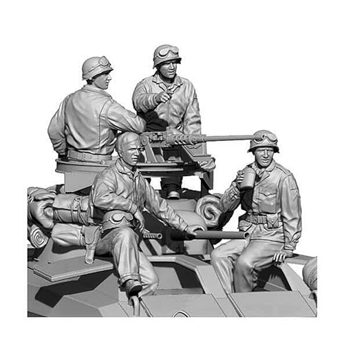 XYMCX 1/16 WWII US Tank Soldier Resin Soldier Modellbausatz Unbemaltes und unmontiertes Resinmodell (4 Mann, kein Panzer) //G5x3S1 von XYMCX