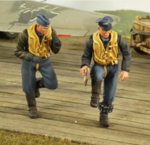 XYMCX 1/32 WWII German Pilot Soldier Resin Model Kit Unbemalt und unmontiert Soldier Resin Model Kit (2 Figuren, kein Flugzeug) //k8c3J1 von XYMCX