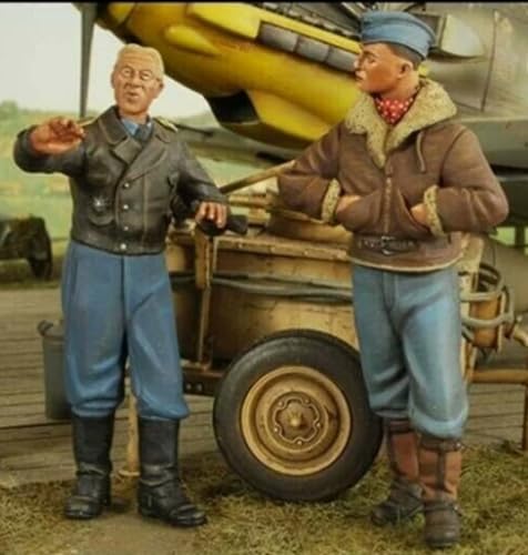 XYMCX 1/32 WWII German Pilot Soldier Resin Model Kit Unbemalt und unmontiert Soldier Resin Model Kit (2 Figuren, kein Flugzeug) //k8c3J3 von XYMCX