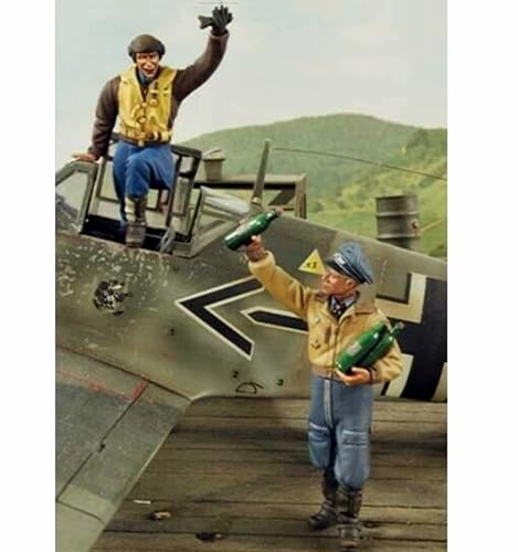 XYMCX 1/32 WWII German Pilot Soldier Resin Model Kit Unbemalt und unmontiert Soldier Resin Model Kit (2 Figuren, kein Flugzeug) //l7q9O3 von XYMCX