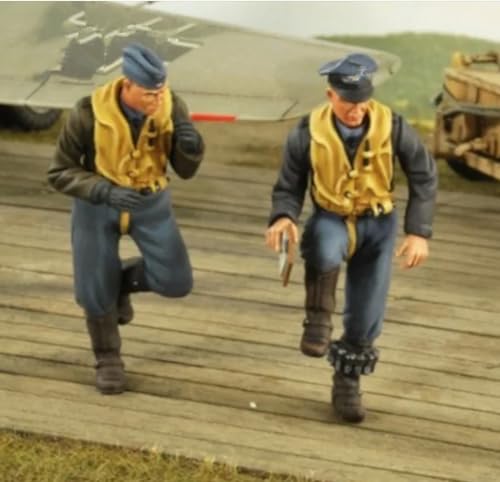 XYMCX 1/32 WWII German Pilot Soldier Resin Model Kit Unbemalt und unmontiert Soldier Resin Model Kit (2 Figuren, kein Flugzeug) //l7q9O4 von XYMCX