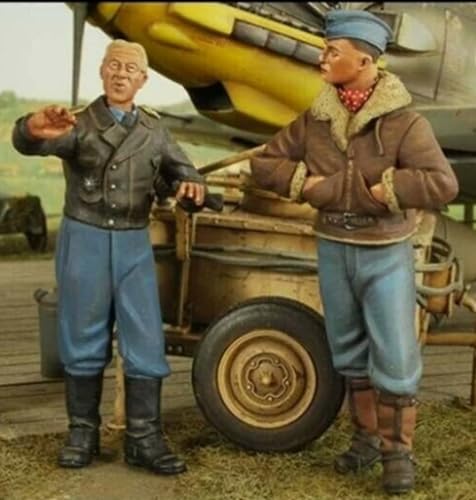 XYMCX 1/32 WWII German Pilot Soldier Resin Soldier Model Kit Unbemalte und unmontierte Figuren Resin Model Kit (2 Figuren, kein Flugzeug) //o6W7Z2 von XYMCX