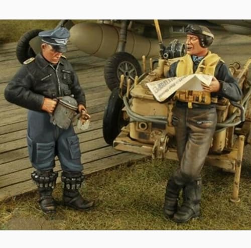 XYMCX 1/32 WWII German Pilot Soldier Resin Soldier Model Kit Unbemaltes und unmontiertes Resin Modell (2 Figuren, kein Flugzeug) //G4x5S3 von XYMCX