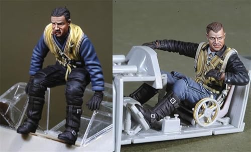XYMCX 1/32 WWII German Pilot Soldier Resin Soldier Model Kit Unbemaltes und unmontiertes Resin Modell (2 Figuren, kein Flugzeug) //G4x5S5 von XYMCX